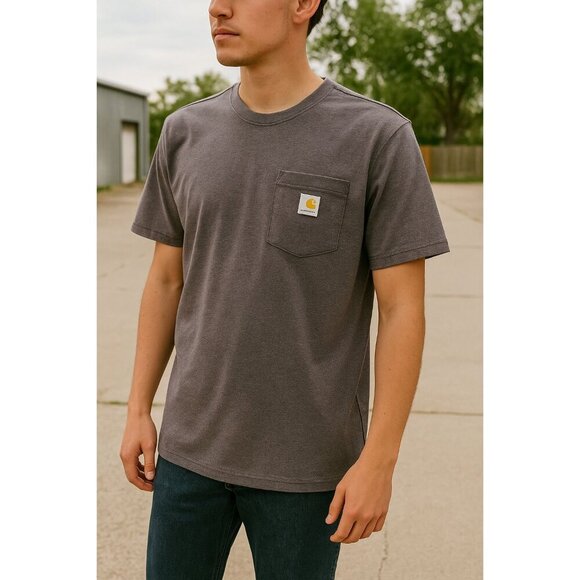 Carhartt Kids T-Shirt Youth Small S 4-6 Gray Pocket Tee Workwear Boy's K87 - Picture 1 of 7